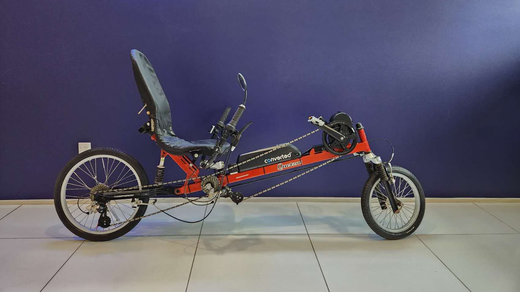 Quetzal recumbent electric bike conversion